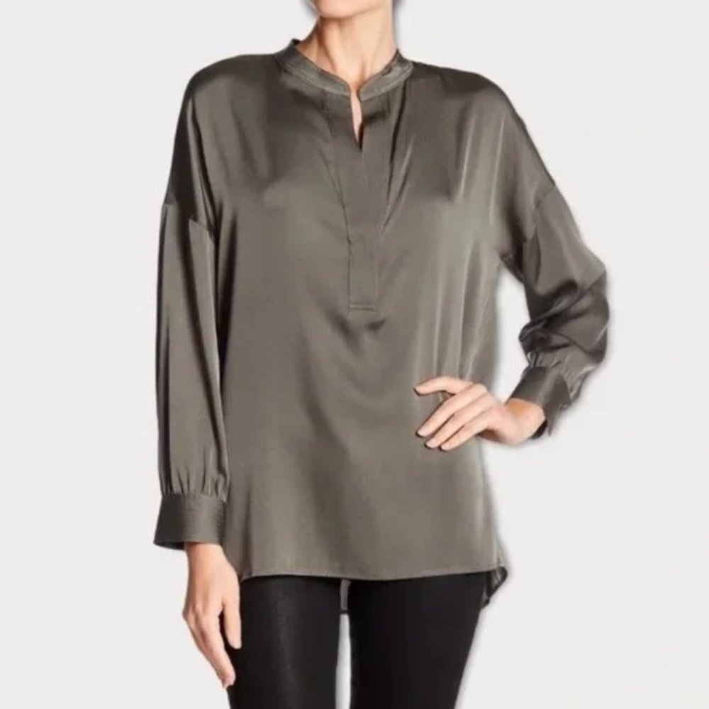 Vince Silk Split Collar Tunic Medium - image 1